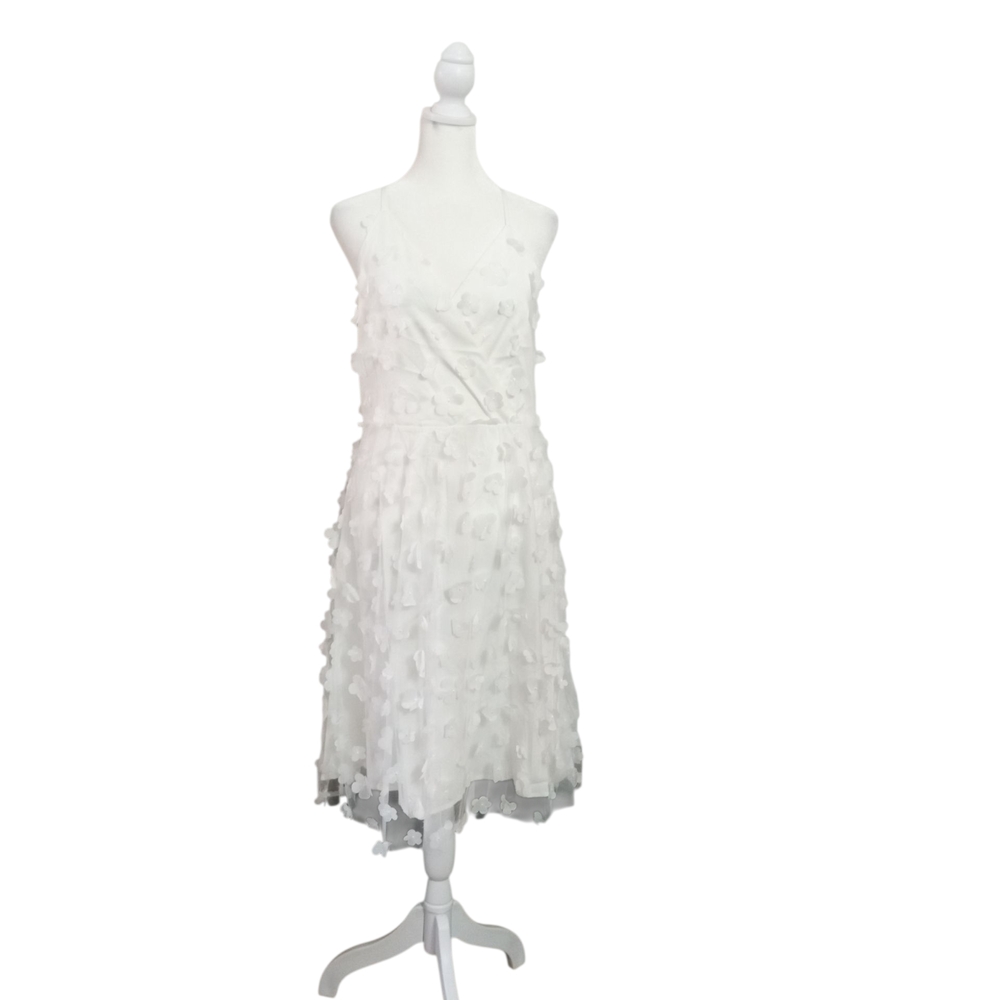IDOPIP White  3D Floral Midi Dress L - Picture 2 of 12